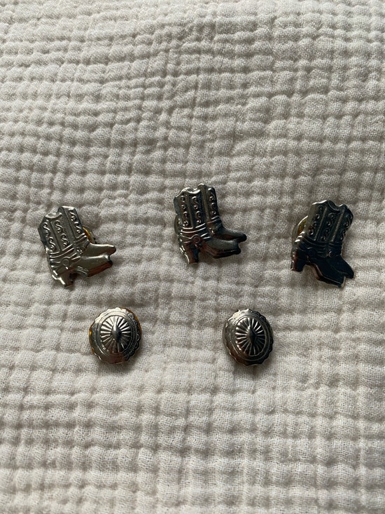 Other - Silver Cowboy Boot and Concho Lapel Button Pins/Cover- Men Accessories
